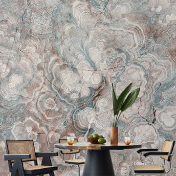Artgeist Foto tapeta - Marmorno cvetje - struktura naravnega kamna v pastelnih barvah