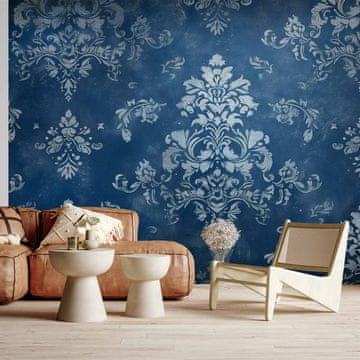 Artgeist Foto tapeta - Dekorativni motiv retro ornamenta v obrabljenih modrih tonih / Retro ornament v obrabljenih modrih tonih