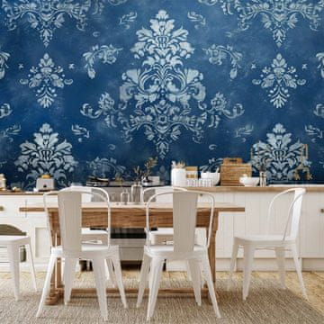 Artgeist Foto tapeta - Dekorativni motiv retro ornamenta v obrabljenih modrih tonih / Retro ornament v obrabljenih modrih tonih