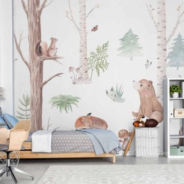 Artgeist Foto tapeta - Subtilna ilustracija z gozdnimi živalmi