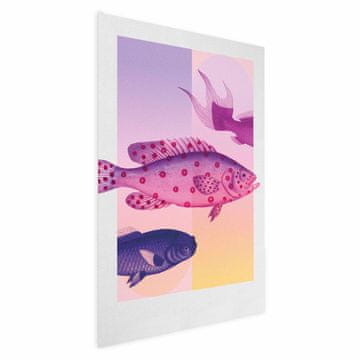 Artgeist Plakat - Fancy Fish - umetniška ilustracija rib na pisanem ozadju