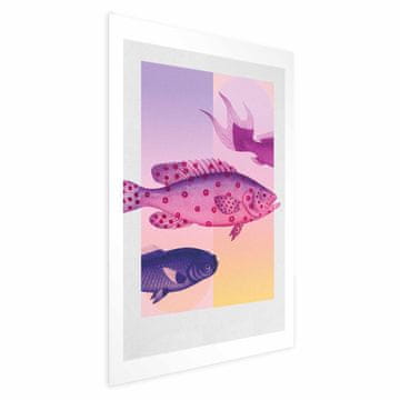 Artgeist Plakat - Fancy Fish - umetniška ilustracija rib na pisanem ozadju