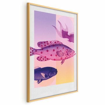 Artgeist Plakat - Fancy Fish - umetniška ilustracija rib na pisanem ozadju