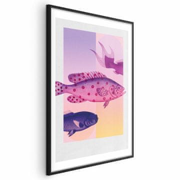 Artgeist Plakat - Fancy Fish - umetniška ilustracija rib na pisanem ozadju