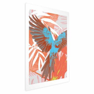Artgeist Plakat - Eksotična krila - Papiga med abstraktnimi vzorci listov