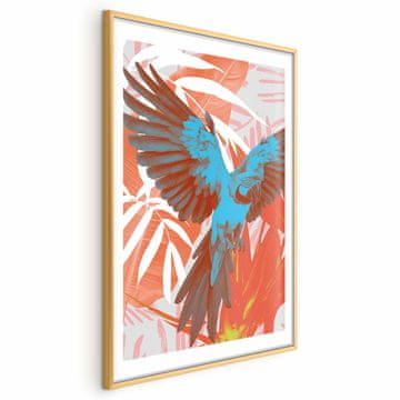 Artgeist Plakat - Eksotična krila - Papiga med abstraktnimi vzorci listov