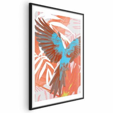 Artgeist Plakat - Eksotična krila - Papiga med abstraktnimi vzorci listov