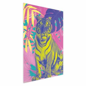 Artgeist Poster - Barviti tiger - Intenzivne barve tigra, obdanega s tropskimi rastlinami