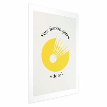 Artgeist Plakat - Badmintonska žogica na ozadju rumenega sonca