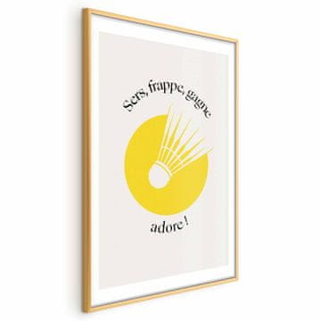 Artgeist Plakat - Badmintonska žogica na ozadju rumenega sonca