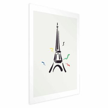 Artgeist Plakat - Črna ilustracija Eifflovega stolpa na svetlem ozadju