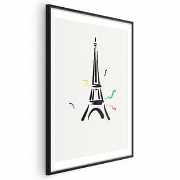 Artgeist Plakat - Črna ilustracija Eifflovega stolpa na svetlem ozadju