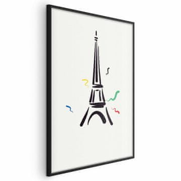 Artgeist Plakat - Črna ilustracija Eifflovega stolpa na svetlem ozadju