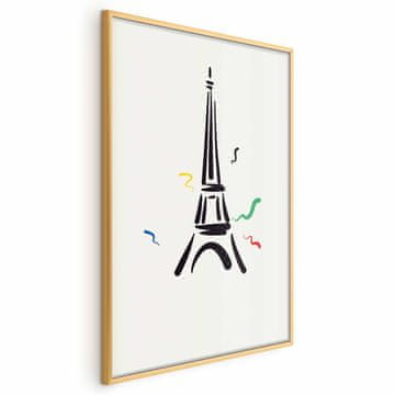 Artgeist Plakat - Črna ilustracija Eifflovega stolpa na svetlem ozadju