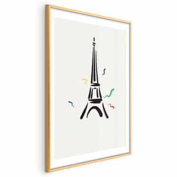 Artgeist Plakat - Črna ilustracija Eifflovega stolpa na svetlem ozadju