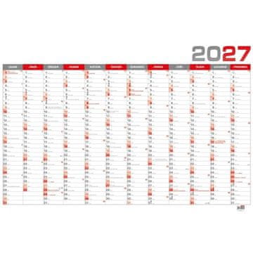 Stenski letni rdeči koledar 2026