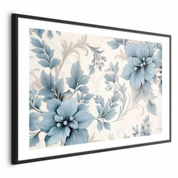 Artgeist Plakat - Turkizno okrasno retro cvetje