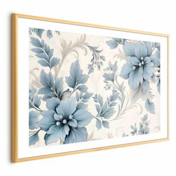 Artgeist Plakat - Turkizno okrasno retro cvetje