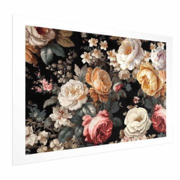 Artgeist Plakat - Barvite rože na črnem ozadju