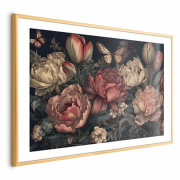 Artgeist Plakat - Rože na turkiznem ozadju