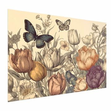 Artgeist Plakat - Barviti tulipani na kremnem ozadju