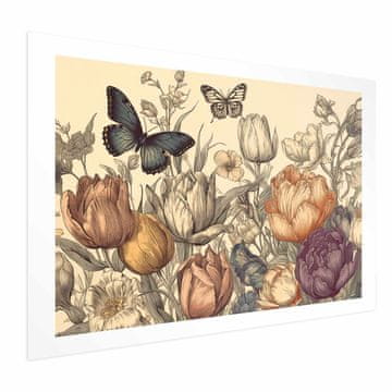 Artgeist Plakat - Barviti tulipani na kremnem ozadju