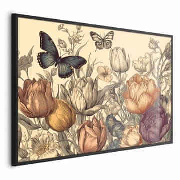 Artgeist Plakat - Barviti tulipani na kremnem ozadju