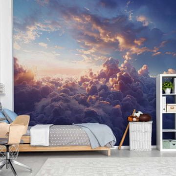 Artgeist Foto tapeta - Sonce v skrivališču: zlati obraz neba nad oblačnim morjem