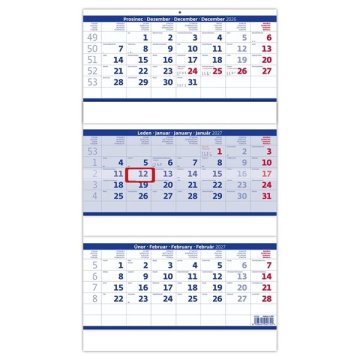 Trimesečni zložljivi koledar 2026 - modri