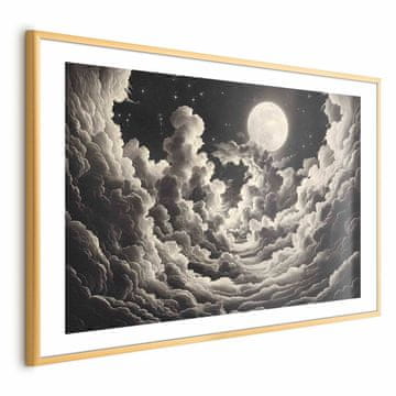 Artgeist Plakat - Luna in zvezde pojejo med velikimi oblaki
