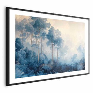 Artgeist Plakat - Gozd v meglenih odtenkih modre