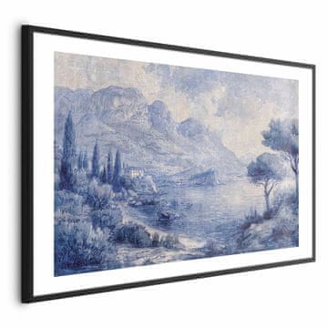 Artgeist Plakat - Modri zaliv - Italijanska pokrajina jezera Como, poslikana z modrim črnilom