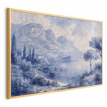Artgeist Plakat - Modri zaliv - Italijanska pokrajina jezera Como, poslikana z modrim črnilom