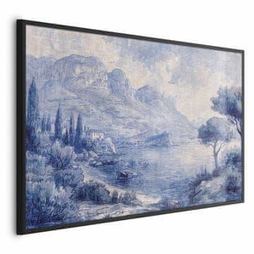 Artgeist Plakat - Modri zaliv - Italijanska pokrajina jezera Como, poslikana z modrim črnilom
