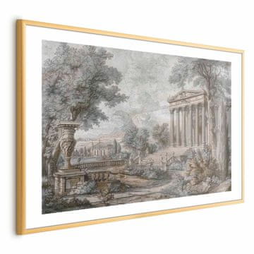 Artgeist Plakat - Tempelj na hribu - Grška arhitektura v umirjenih barvah