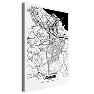 Artgeist Slika - Zemljevid mesta: Gdansk (1-delni) navpični