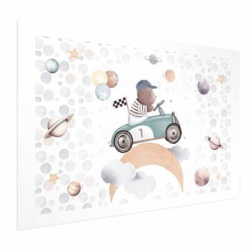 Artgeist Plakat - Medvedek v dirkalnem avtomobilu