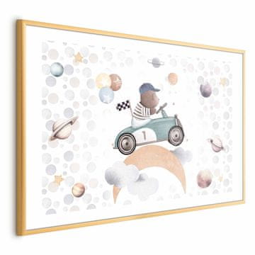 Artgeist Plakat - Medvedek v dirkalnem avtomobilu