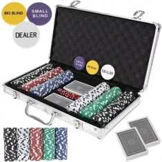 Malatec Poker Set 300 Žetonov XL PREMIUM v Aluminijastem Kovčku | Texas Hold'em Poker Komplet | 10 g Žetoni s Kovinskim Jedrom | 2 Kompleta Kart