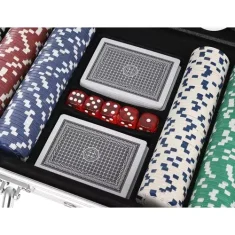 Malatec Poker Set 300 Žetonov XL PREMIUM v Aluminijastem Kovčku | Texas Hold'em Poker Komplet | 10 g Žetoni s Kovinskim Jedrom | 2 Kompleta Kart