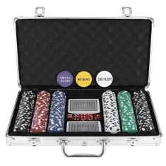 Malatec Poker Set 300 Žetonov XL PREMIUM v Aluminijastem Kovčku | Texas Hold'em Poker Komplet | 10 g Žetoni s Kovinskim Jedrom | 2 Kompleta Kart