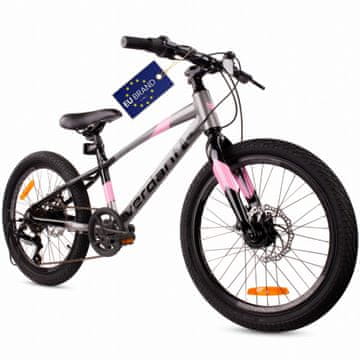 shumee 20-palčno otroško kolo za deklice, gorsko kolo Shimano, 6 prestav, lahko aluminijasto, Verdant Alder, grafitno roza