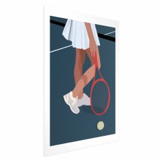 Artgeist Plakat - Teniški igralec z rdečim loparjem na igrišču - ilustracija
