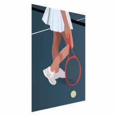 Artgeist Plakat - Teniški igralec z rdečim loparjem na igrišču - ilustracija