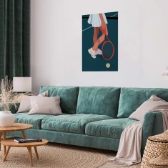 Artgeist Plakat - Teniški igralec z rdečim loparjem na igrišču - ilustracija