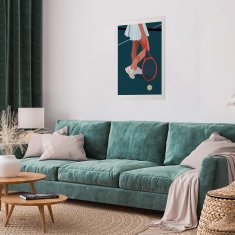 Artgeist Plakat - Teniški igralec z rdečim loparjem na igrišču - ilustracija