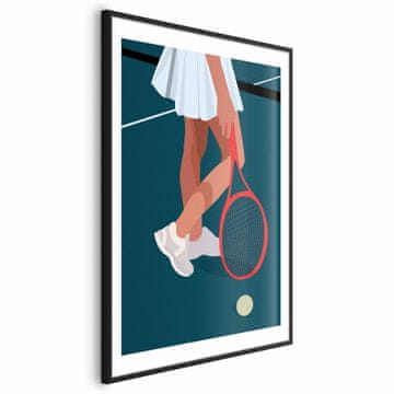 Artgeist Plakat - Teniški igralec z rdečim loparjem na igrišču - ilustracija