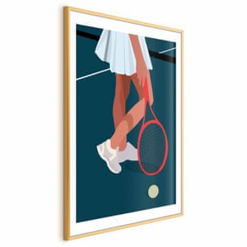 Artgeist Plakat - Teniški igralec z rdečim loparjem na igrišču - ilustracija