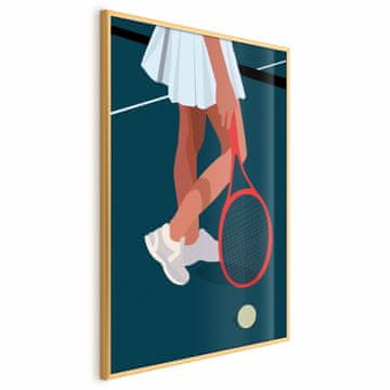 Artgeist Plakat - Teniški igralec z rdečim loparjem na igrišču - ilustracija