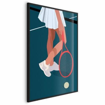 Artgeist Plakat - Teniški igralec z rdečim loparjem na igrišču - ilustracija